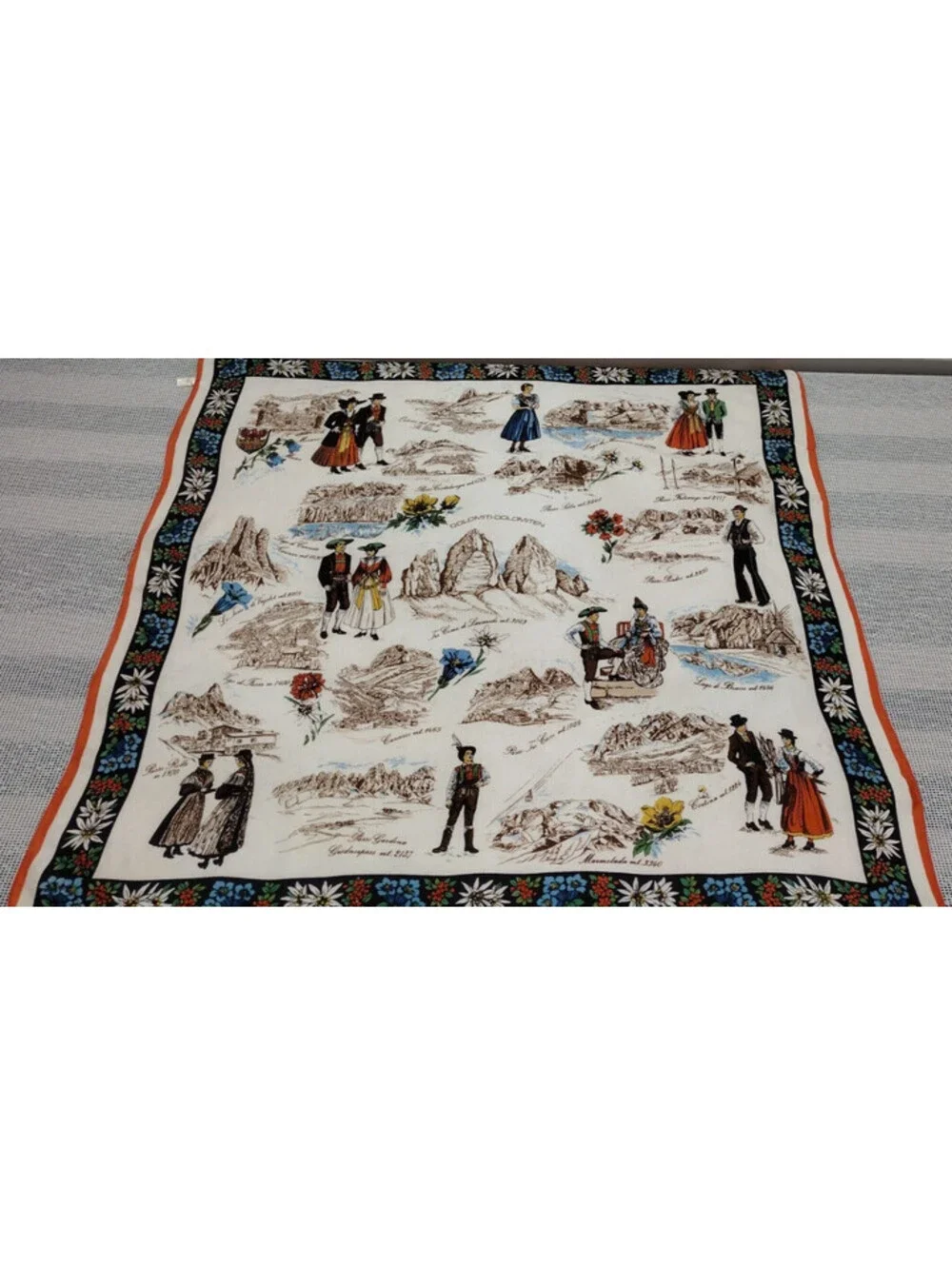 Vintage 60s Italian Adieffe Scarf Brown Colors Italian People MADE ITALY Acetate
